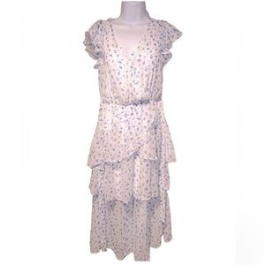 CLEARANCE Sienna Sky Dress XS Blue and White Floral Blouson Spring Dress